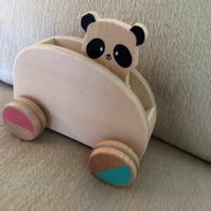 Wooden Panda Car Toy Kiwi Co Baby Nursery Decor Child's Room Decor Panda Crate